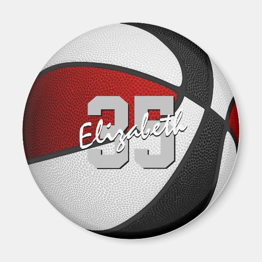 kinder rood zwart basketbal team kleuren magneet (Voorkant)