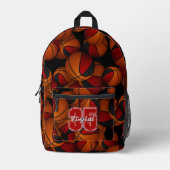 Kinder rood zwart team kleuren basketballen patroo bedrukte rugzak (Voorkant)