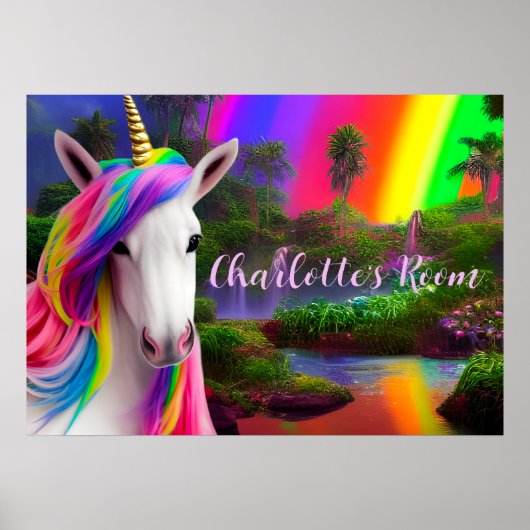 Kinder Room Quote Script Poster Unicorn Wall Art (Voorkant)