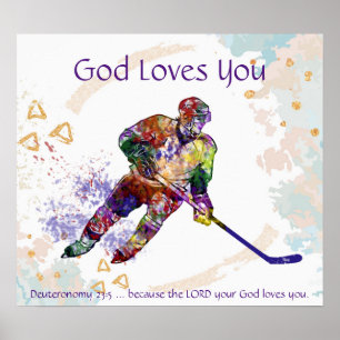 Kinder Room Scripting God houdt van u Hockey Playe Poster