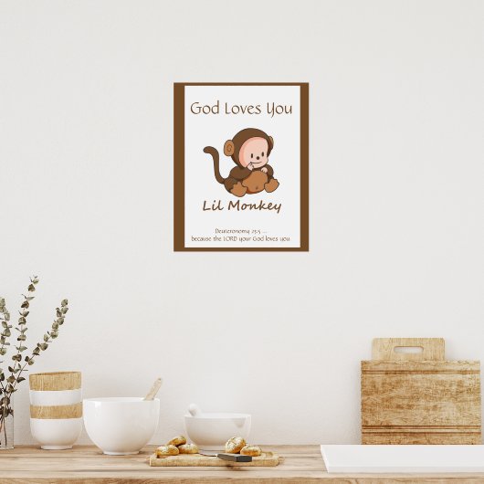 Kinder Room Scripts, God houdt van je lul aap Poster (Keuken)