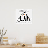 Kinder Room Scripts, God houdt van je Penguin Fami Poster (Keuken)