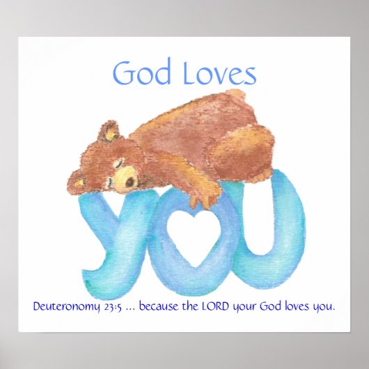 Kinder Room Scripts, God houdt van je, Teddy Bear Poster (Voorkant)