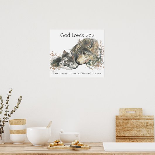 Kinder Room Scripts, God houdt van je Wolffamilie Poster (Keuken)