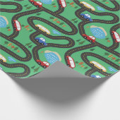 Kinder routekaart - Rode en blauwe auto's Cadeaupapier (Hoek)