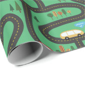 Kinder routekaart - Rode en blauwe auto's Cadeaupapier (Rol Hoek)