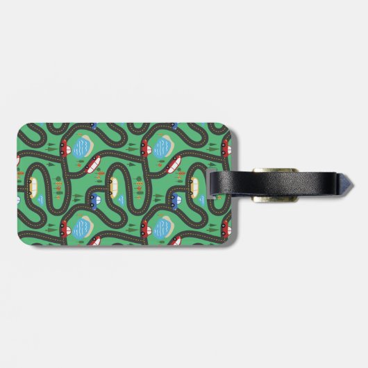 Kinder routekaart - Rood & blauw - Aangepaste naam Bagagelabel (Achterkant horizontaal)