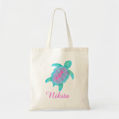 Kinder roze Aqua turtle harten bibliotheek tas (Voorkant)