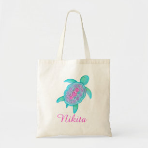 Kinder roze Aqua turtle harten bibliotheek tas
