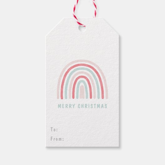 Kinder Roze Boho Kerstregenboog Label Cadeaulabel (Voorkant)