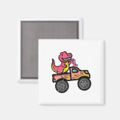 Kinder Roze Dino Monster Truck Borstkanker Awarene Magneet (Voorkant / Achterkant)