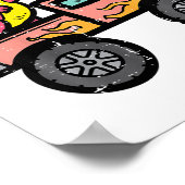 Kinder Roze Dino Monster Truck Borstkanker Awarene Poster (Hoek)