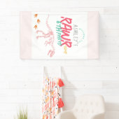 Kinder Roze Dinosaurus Meisjes Verjaardag Welkom T Spandoek (Insitu)