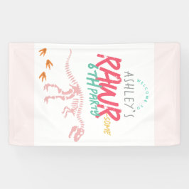 Kinder Roze Dinosaurus Meisjes Verjaardag Welkom T Spandoek