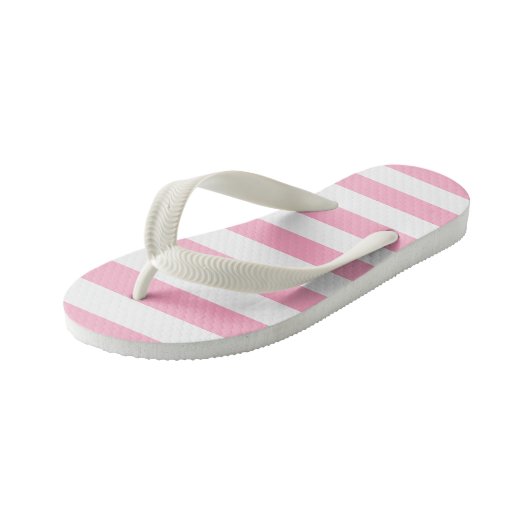 Kinder roze en witte gestreepte Teenslippers (Schuin)