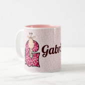 Kinder roze, gepersonaliseerde Monogram letter G m Tweekleurige Koffiemok (Voorkant links)