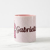 Kinder roze, gepersonaliseerde Monogram letter G m Tweekleurige Koffiemok (Center)