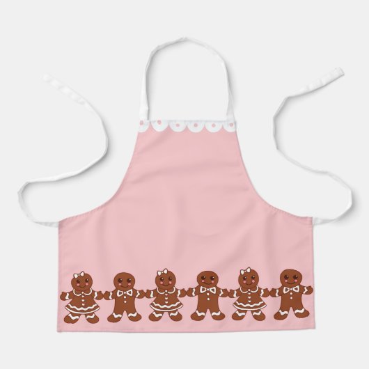 Kinder Roze Gingerbread Schort (Voorkant)