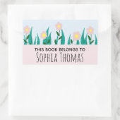 Kinder roze Girly Flowers & Name Bookplate Rechthoekige Sticker (Tas)
