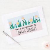 Kinder roze Girly Flowers & Name Bookplate Rechthoekige Sticker (Envelop)