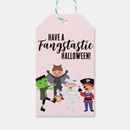 Kinder 'Roze Halloween Kostuumfeest Essentials Cadeaulabel (Achterkant)