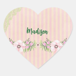 Kinder Roze Hart Naam Stickers