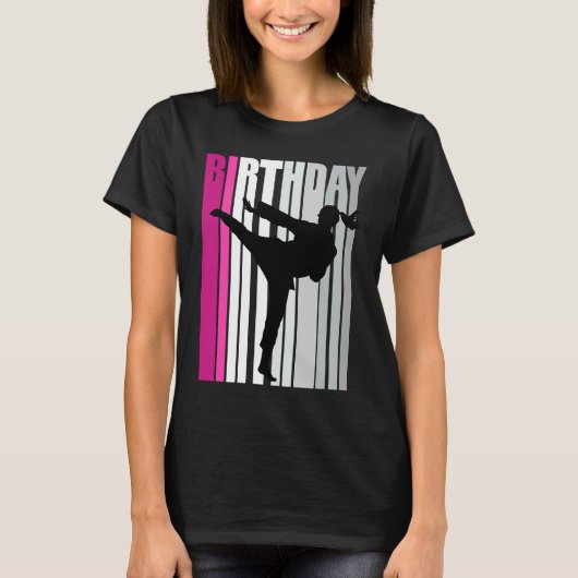 Kinder Roze Karate Verjaardag Keep Training Train T-shirt (Voorkant)