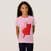 Kinder roze katten met aardbeien schattig stijlvol t-shirt (Voorkant volledig)