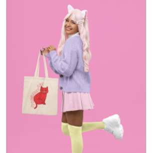 Kinder roze katten met aardbeien schattig stijlvol tote bag