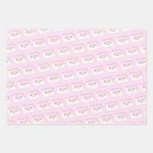 Kinder roze kerst inpakpapier vel (Voorkant)