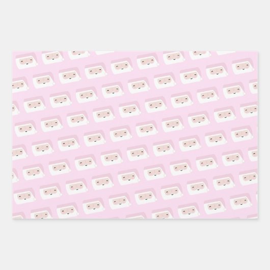 Kinder roze kerst inpakpapier vel (Voorkant)