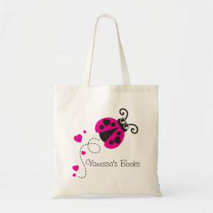 Kinder roze ladybug / ladybird hearts library bag tote bag