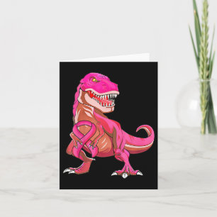 Kinder roze lint T rex borstkankerbewustzijnsjonge Kaart