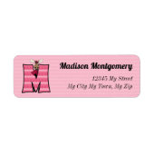 Kinder Roze Monogram M Adres Etiket (Voorkant)