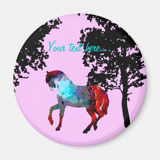 Kinder Roze Paard Magneet (Voorkant)