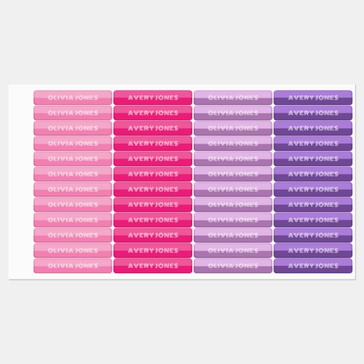 Kinder Roze Paarse Gepersonaliseerd Terug naar Sch Labels (Vel)