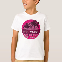 Kinder Roze Palmboom Custom Name Vakantie Tshirt