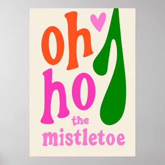 Kinder roze retro kerstmis Mistletoe Art Afdrukken Poster (Voorkant)