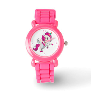 Kinder Roze riem Glitter Cute Winged Unicorn Watch Horloge