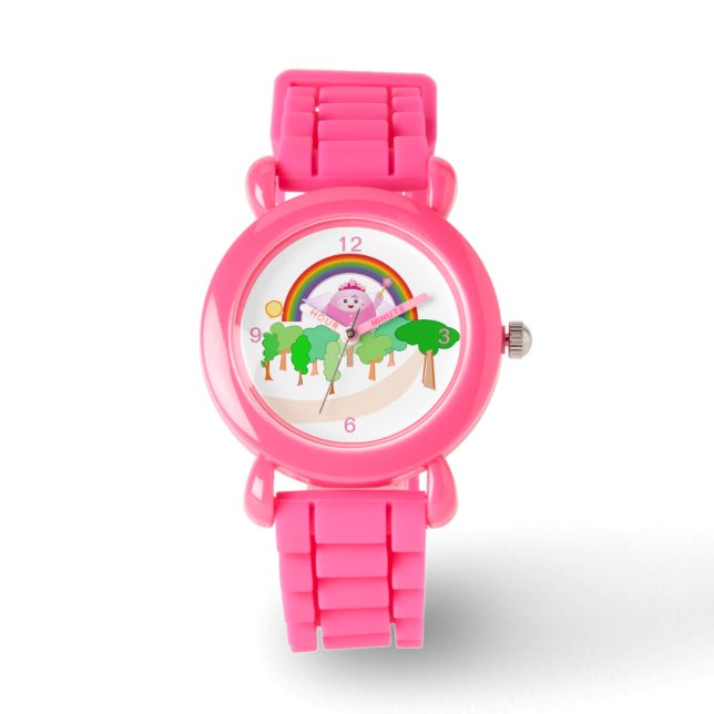 Kinder roze riem van de Glitter Stapsgewijze lucht Horloge (Voorkant)