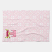 Kinder roze schildpad Monogram letter T Theedoek (Horizontaal)