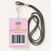 Kinder roze UFO-partij Alien Research Security Pas Badge (Achterkant met draagriem)