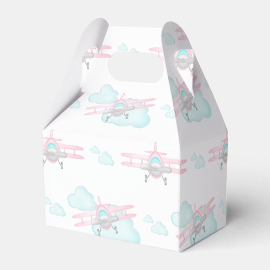 Kinder Roze Vliegtuig Vliegende Luchtvaart Verjaar Bedankdoosjes (Achterkant)