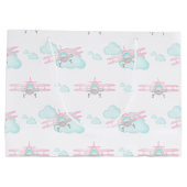 Kinder Roze Vliegtuig Vliegende Luchtvaart Verjaar Groot Cadeauzakje (Achterkant)