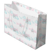 Kinder Roze Vliegtuig Vliegende Luchtvaart Verjaar Groot Cadeauzakje (Voorkant Gekanteld)