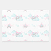 Kinder Roze Vliegtuig Vliegende Luchtvaart Verjaar Inpakpapier Vel (Voorkant 3)