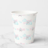 Kinder Roze Vliegtuig Vliegende Luchtvaart Verjaar Papieren Bekers (Achterkant)