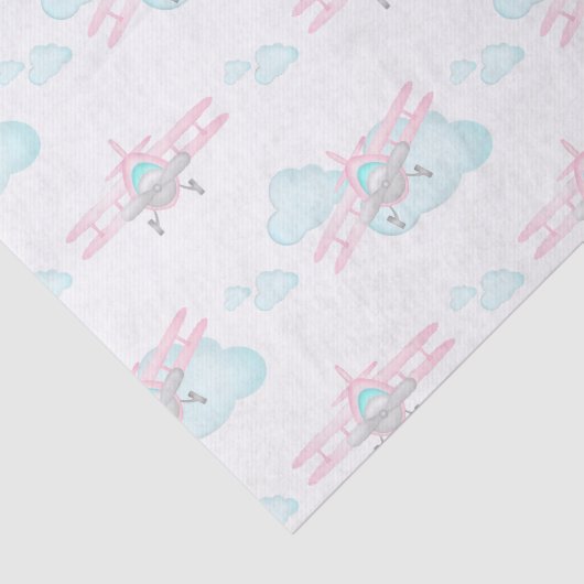 Kinder Roze Vliegtuig Vliegende Luchtvaart Verjaar Tissuepapier (Detail)