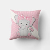 Kinder roze wit grijs cartoon olifant kussen (Achterkant)