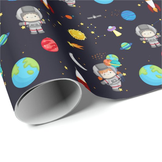 Kinder ruimte thema patroon cadeaupapier (Rol Hoek)